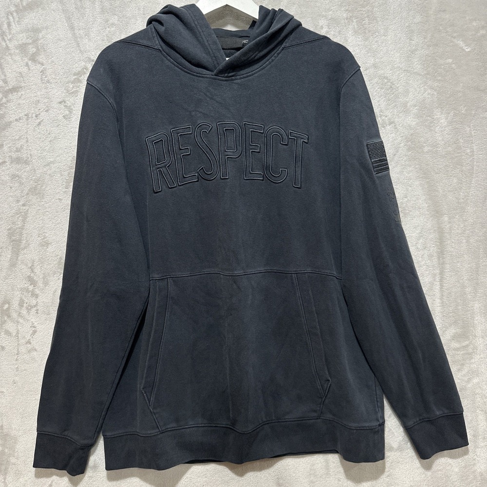 Under Armour Rock Project Hoodie‎ XL Faded Black Respect Mana Gym Spellout